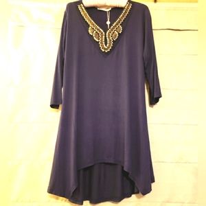 White Mark Handkerchief Tunic w/Rhinestones